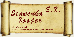 Stamenka Kosjer vizit kartica